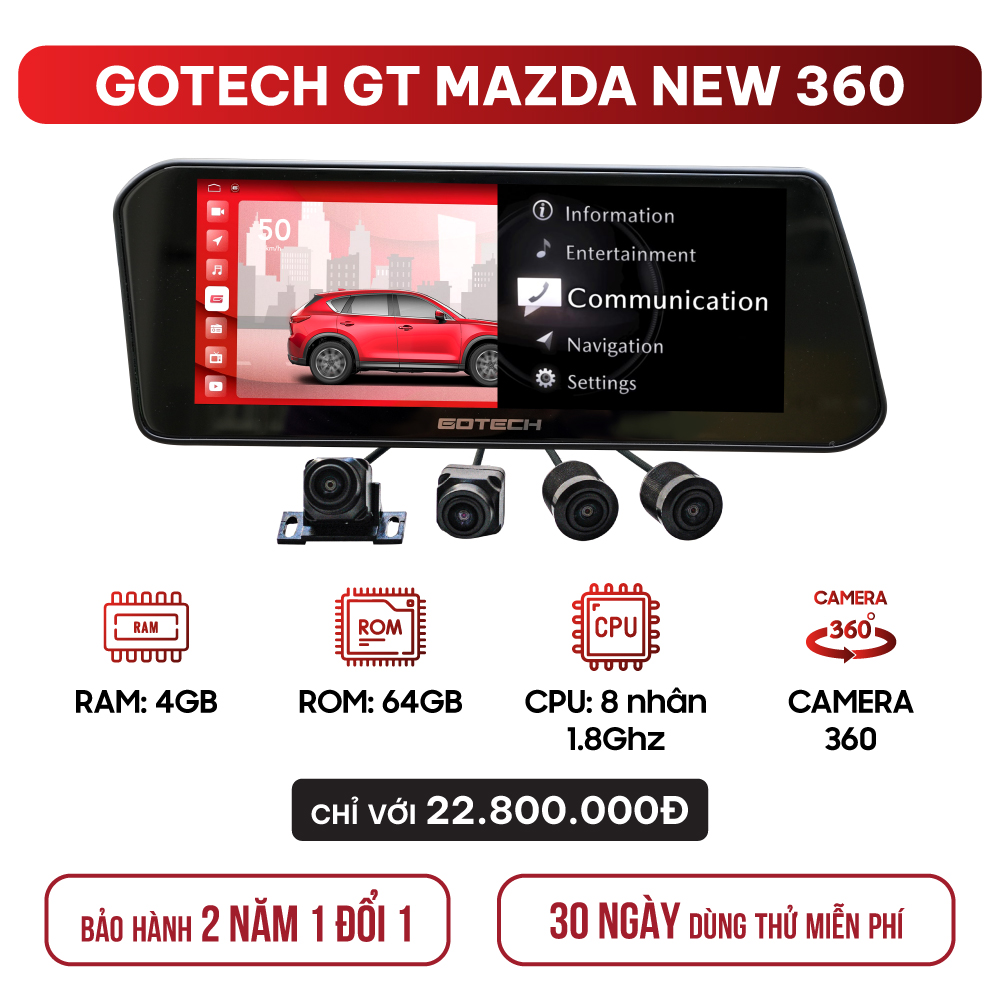 MÀN HÌNH Ô TÔ THÔNG MINH GOTECH GT MAZDA NEW 360